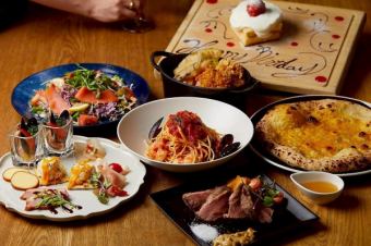 [Premium Course] 15 dishes in total, from appetizers to desserts, pizza, and pasta. Includes 90 minutes of all-you-can-drink. 6,000 yen (tax included).