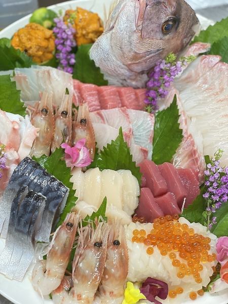 Freshness is key! Assorted fresh fish sashimi