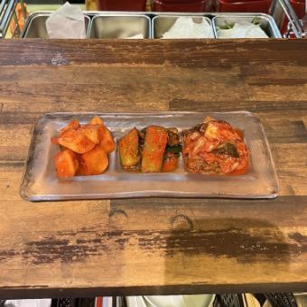 Assortment of three kinds of kimchi