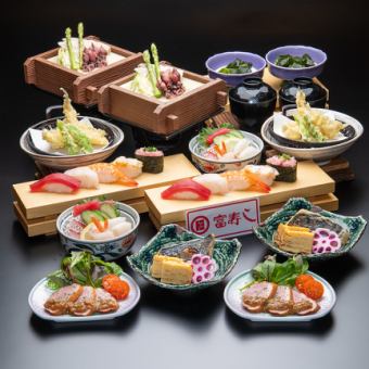 【宴会套餐5,000日元（含税）】西京烧青花鱼、握寿司5个等♪共8道菜品+2小时无限畅饮