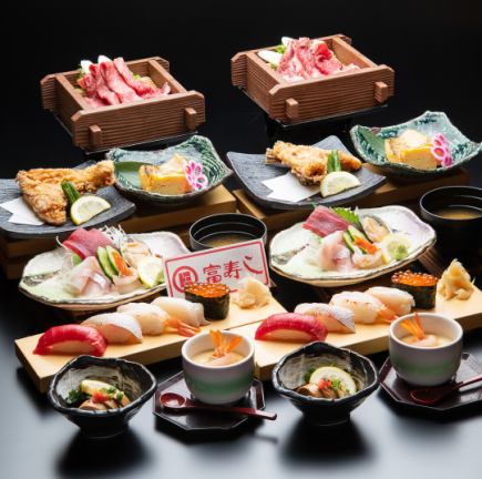 [Banquet course 6,000 yen (tax included)] Steamed wagyu beef, 5 nigiri with medium fatty tuna, etc. ♪ Includes 8 dishes and 2 hours of all-you-can-drink