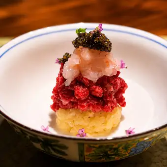 【酒池肉林店主おまかせショートコース】 季節野菜と純血但馬万葉牛を使用したコース　 