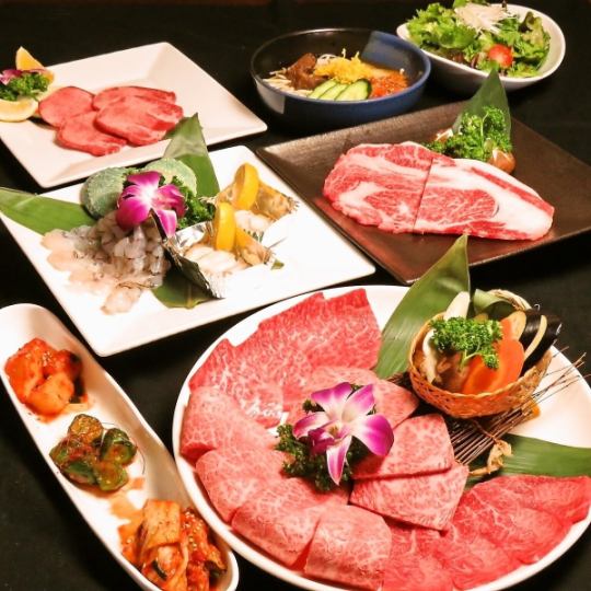 [Aqua Course] Get a little greedy♪ 7 luxurious dishes including specially selected Japanese beef and seafood for 8,000 yen (tax included)