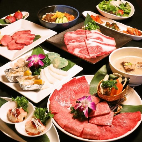 ◆Luxurious Luxury◆Rainbow course 10 dishes including melting grilled sukiyaki and 4 pieces of specially selected Kuroge Wagyu beef platter 10,000