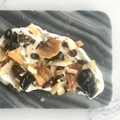 Maple style sour cream and dried fruit