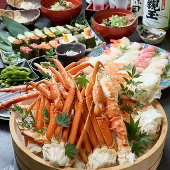 즐겁게 타라바! 【게 삼매 코스】 ◇ 전복이나 책상도 뷔페! ☆ 음료 무제한 120 분 ♪