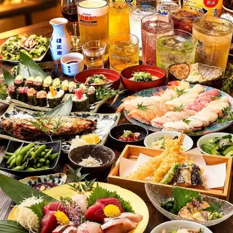 11月1日起：【大潮期间120分钟畅饮套餐】◇ 无限畅吃鲍鱼、蓝鳍金枪鱼、寿司和天妇罗！