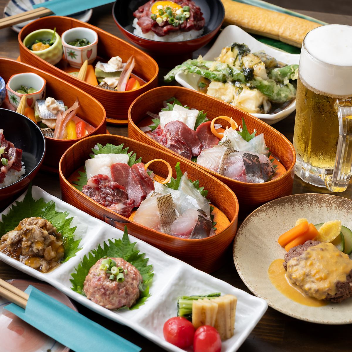 2時間飲み放題付のコースあり★旬の食材をお好みの一杯で♪