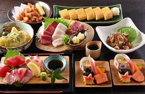 [Shōraku Course] Includes 2 hours of all-you-can-drink ◆ Shōraku's main course consisting of popular dishes such as horse sashimi, seafood, and fried tofu.