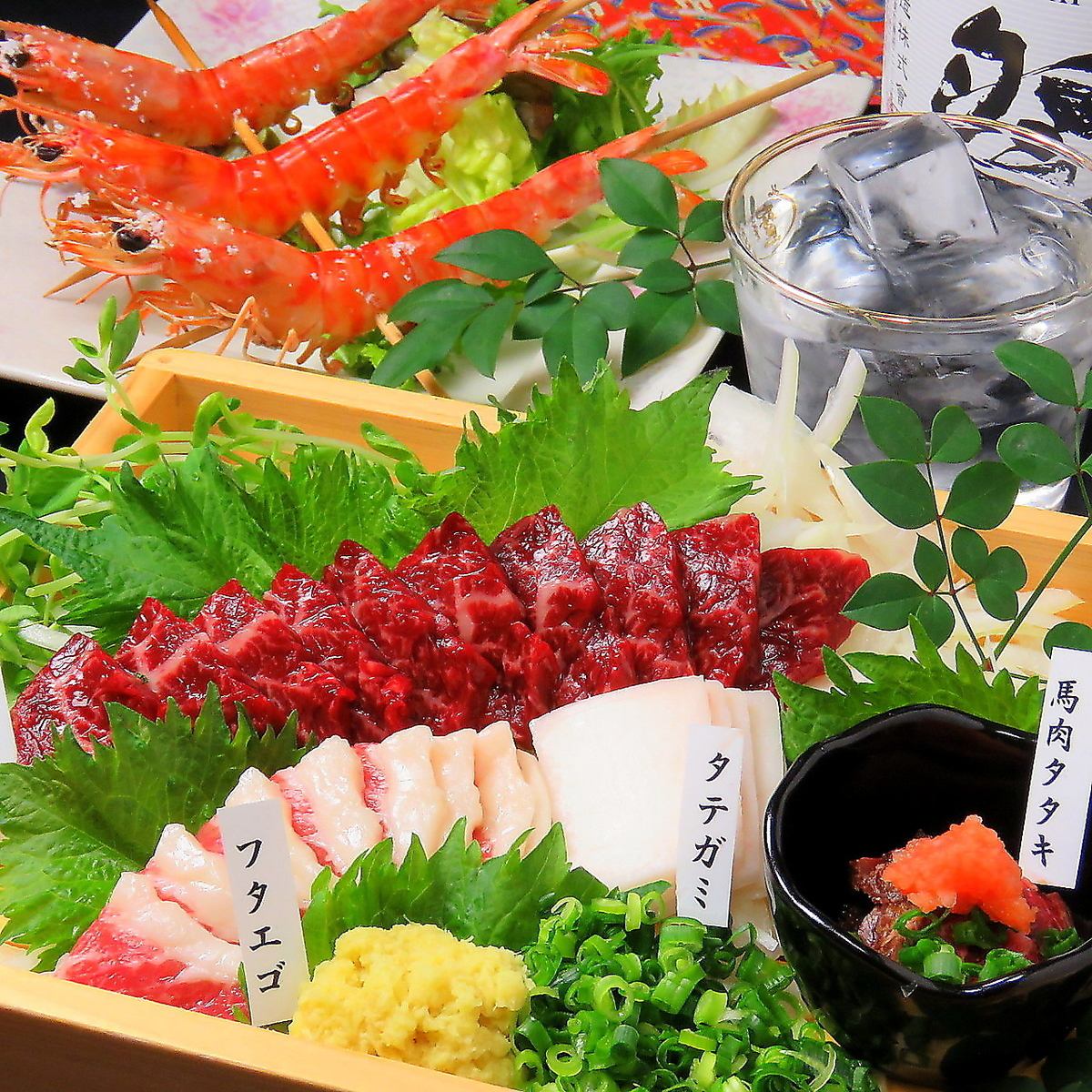 Open from noon! Local Kumamoto cuisine "horse sashimi" and "fresh fish delivered directly from the market" available♪
