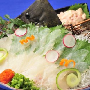 【贅沢なご宴会向け】カワハギ ×馬刺し盛り×大車海老×赤牛全8品100分[飲放]⇒8000円(税込）