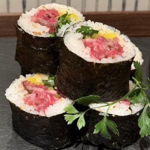 Omi beef toro-taku roll sushi
