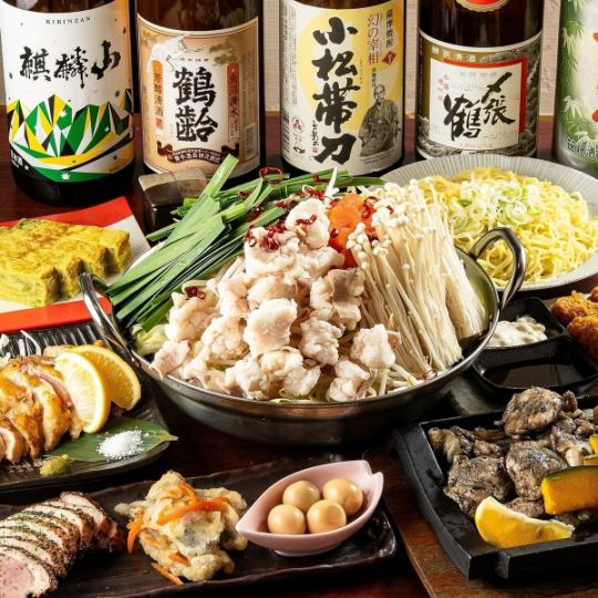 5500⇒5000円【鍋つき朱鷺コース】大摩桜鶏たたき・炭火焼き全8品◆生ビール&地酒付飲放+最大3h