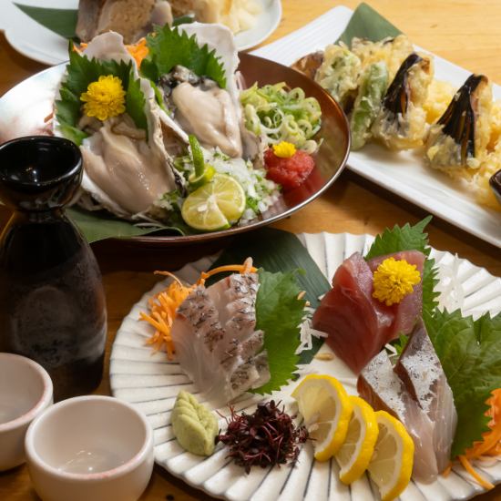 Enjoy a fun daytime drink with super fresh seafood ♪