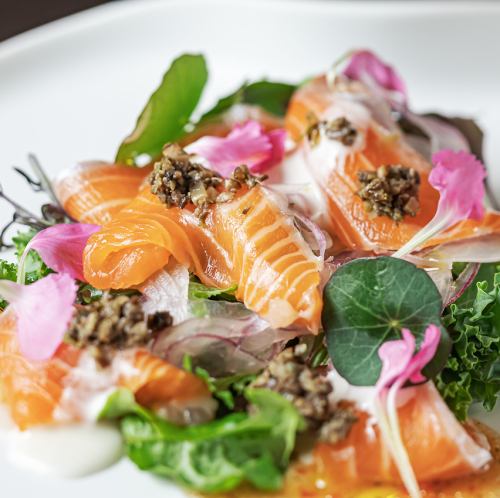 Homemade smoked salmon salad