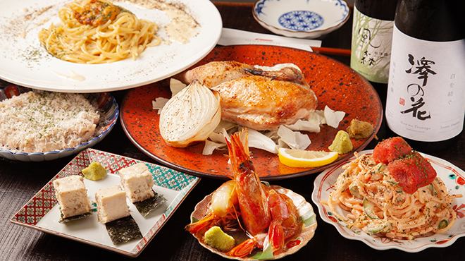 从市场采购的鲜鱼、鲜肉、开胃菜等丰富的菜单与清酒完美搭配！