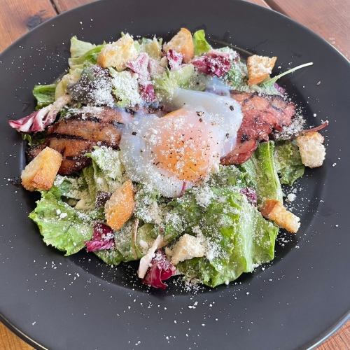Caesar salad with smoked bacon and hot spring eggs [full]