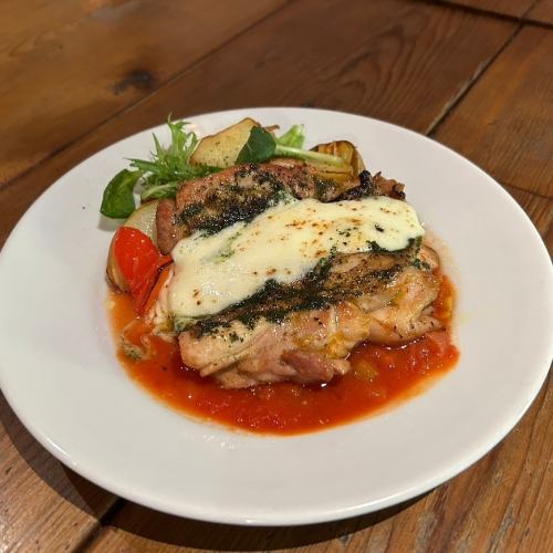Italian roasted chicken thigh ~ topped with mozzarella ~