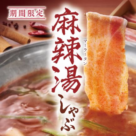 [Limited time offer: All-you-can-eat] "Spicy soup shabu-shabu and marbled black wagyu beef course" 7,568 yen (tax included)
