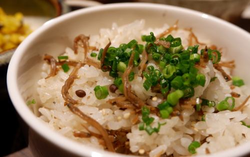 Japanese pepper scented Jako rice