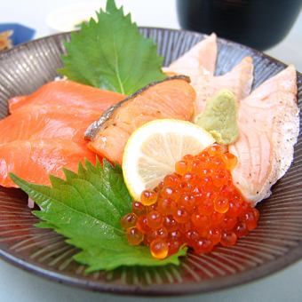 サーモン三昧丼