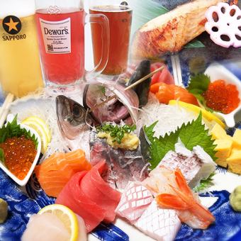 《 120分飲み放題付 》　自慢の刺身と寿司　Aコース
