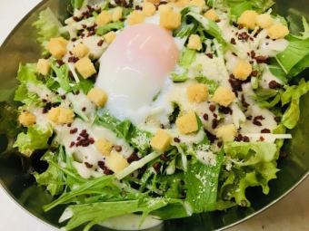 Caesar salad with soft-boiled egg