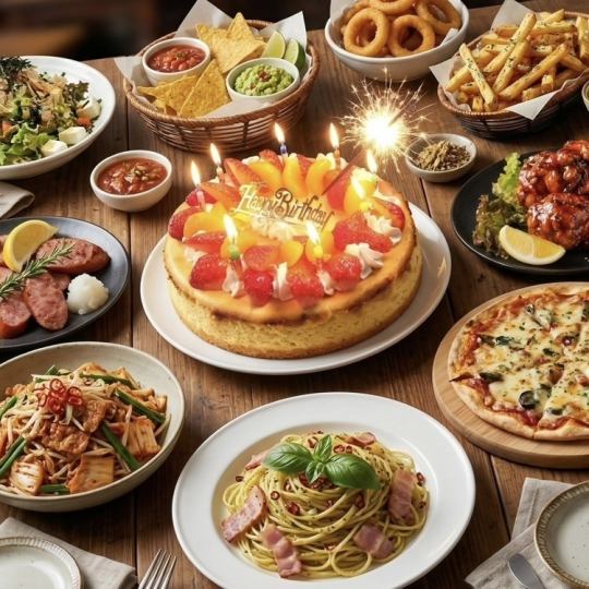 [For birthdays and anniversaries] A touching performance! Cake included! Birthday & Surprise Course (4,000 yen including tax)