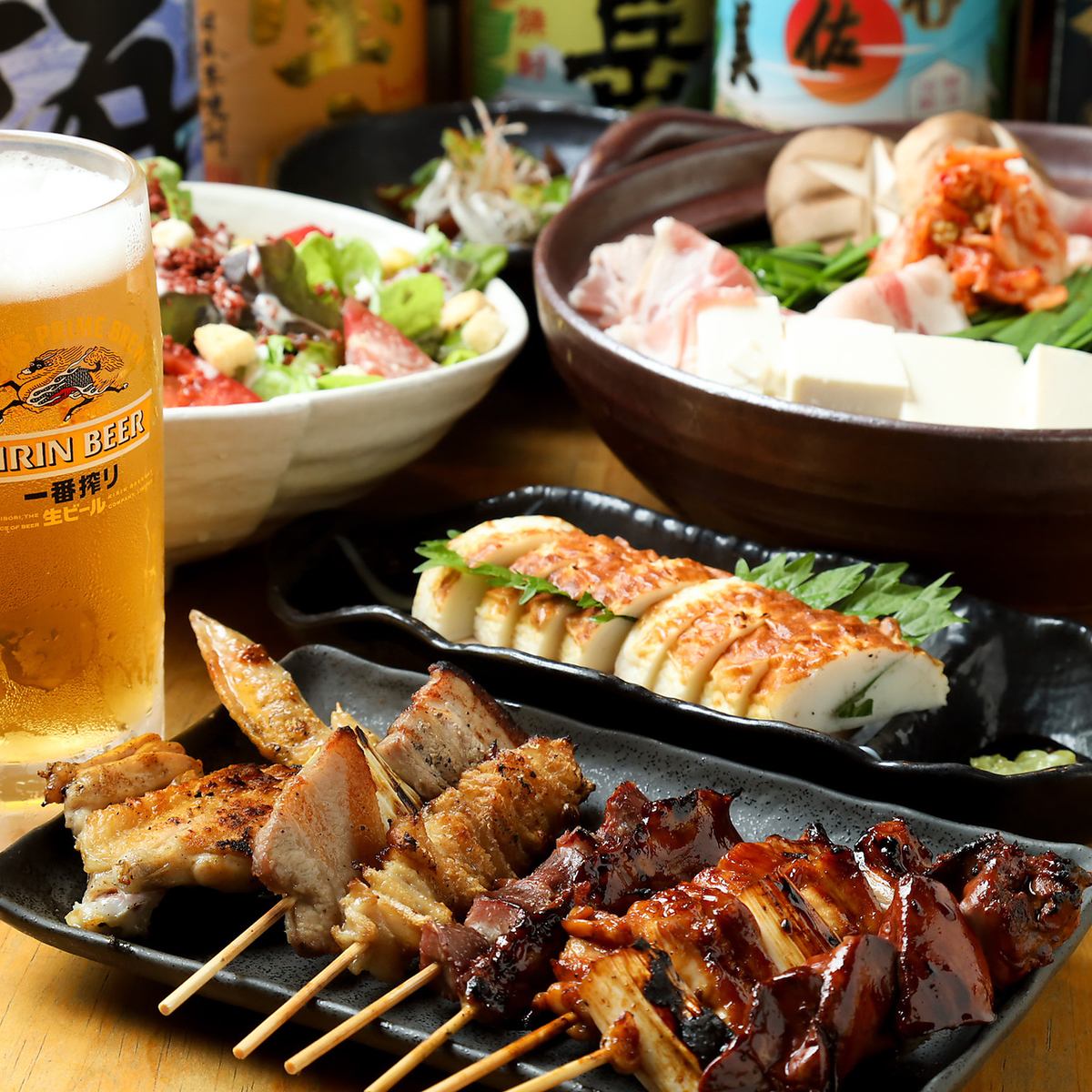 A shop where you can eat, drink and enjoy.The yakitori grilled over charcoal is excellent.Please give it a try!