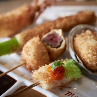 活け蒸しアワビ串カツ付き最上の全16品コース【ウェルカムドリンク付き】