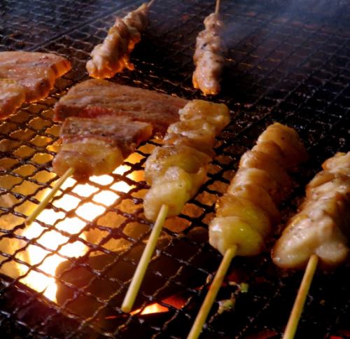 Special yakitori made with domestic chicken grilled over Binchotan charcoal