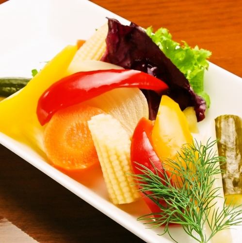 Homemade pickles of colorful vegetables