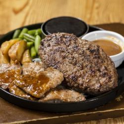 Thinly sliced sirloin & 100% Japanese black beef hamburger steak