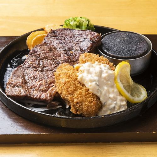 【기간 한정】락 스테이크(100g)&히로시마산 큰 굴 프라이