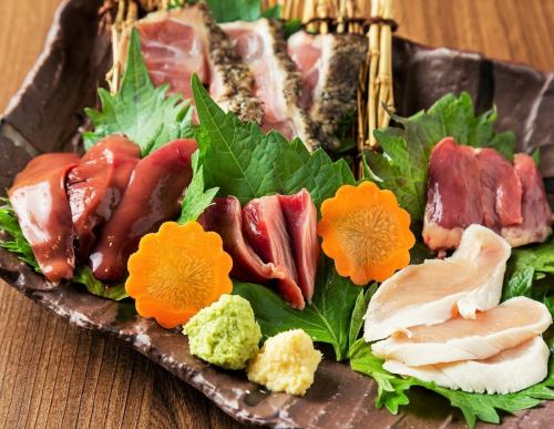 Assorted Asahiki Tanba chicken sashimi