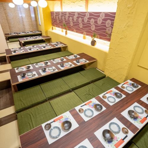 最大３４名様まで着席可能な【 扉付き堀こたつ個室 】