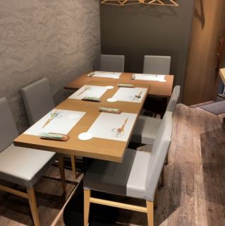 On the first floor, we have two tables for two people!