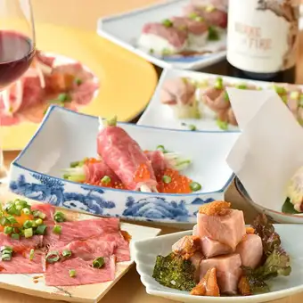 2時間飲み放題付《新感覚！焼かない焼肉コースB》牛タン、和牛ヒレなど全7品 7000円→6000円