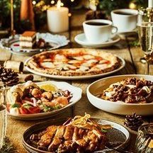 【Xmas 세트】 전채 모듬/닭 허벅지 소테/마르게리타 등 전 7품 건배 스파클링 와인 첨부