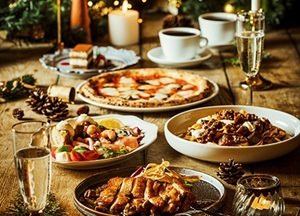 【Xmas 세트】 전채 모듬/닭 허벅지 소테/마르게리타 등 전 7품 건배 스파클링 와인 첨부