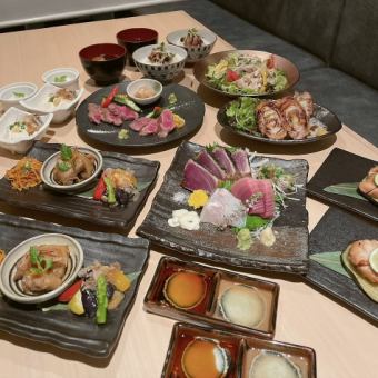 【2時間飲み放題付き】カツオ藁タタキ、若鶏幽庵焼き、牛サガリステーキなど全11品7000円