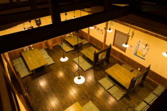 The tatami mat seats on the 1st floor are recommended for groups.There are also seats on the second floor.