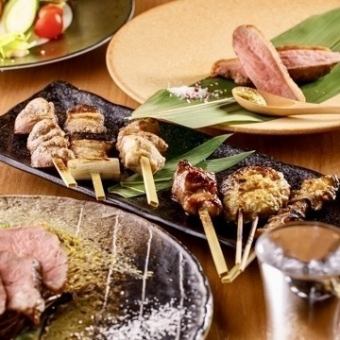 【贅沢なご宴会を！】刺身5種＋串焼5種など　もちろん生ビール付き飲み放題 6000円（税込）