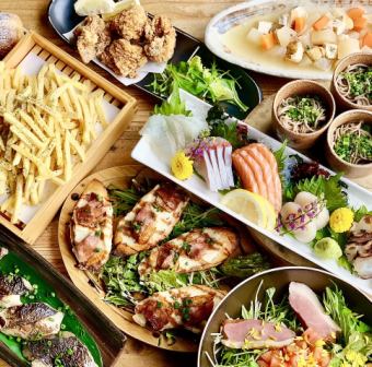 5月的櫻花町套餐，從魚類到手工肉類菜餚，均衡的菜單包括無限暢飲4,400日元（含稅）！