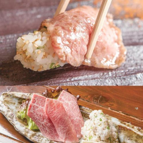 It's like a big fatty tuna! It has a melt-in-your-mouth texture♪ Seared premium beef nigiri