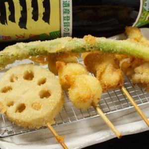 Assortment of 5 types of recommended kushikatsu