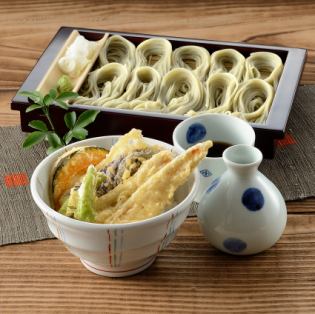 Hegi soba and vegetable tempura bowl set