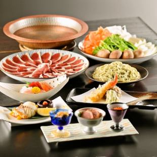 4月～9月末迄！90分飲み放題付き 鴨しゃぶ6,000円コース　【鍋は豚しゃぶに変更可】