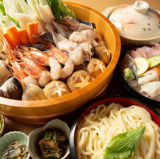 【忘年会・新年会に!!】90分飲み放題付き!冬はやっぱり鍋!!海鮮寄せ鍋コース【6150円】