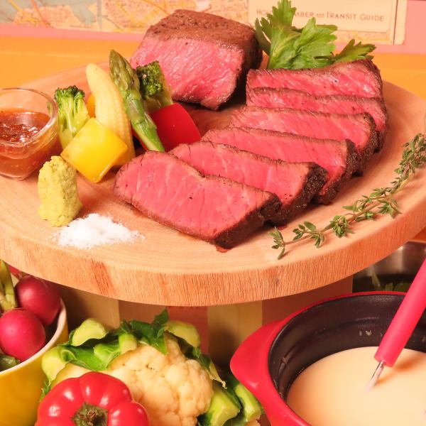 《Classic》Let's eat meat tonight... Carnivorous women's party course with lean beef steak All 9 items + 120 minutes [All-you-can-drink] ⇒ 4500 yen